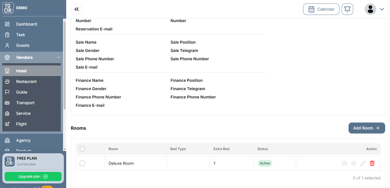 How to add hotel room - Tourflow System